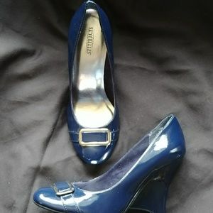 NIB Seychelles Blue Patent Leave Wedge